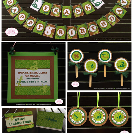 Reptile Snake Birthday Party Package Rain Forest Zoo Rainforest Lizard Wild Frog Amazon Jungle Green Boogie Bear Invitations Frank Theme