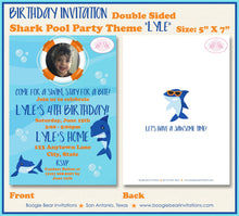 Load image into Gallery viewer, Shark Pool Birthday Party Invitation Photo Swim Swimming Ocean Beach Splash Boogie Bear Invitations Lyle Theme Paperless Printable Printed