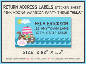 Viking Warrior Birthday Party Invitation Pink Girl Ocean Swim Swimming Boat Boogie Bear Invitations Hela Theme Paperless Printable Printed