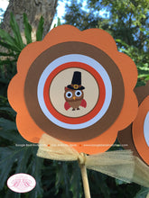 Load image into Gallery viewer, Thanksgiving Birthday Party Centerpiece Owl Boy Girl Fall Autumn Orange Pumpkin Turkey Gobble Pilgrim Boogie Bear Invitations Rylan Theme