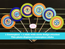 Load image into Gallery viewer, Surfer Shark Birthday Party Centerpiece Stick Ocean Beach Swimming Boy Girl Surfing Pool Surf Swim Wave Boogie Bear Invitations Xander Theme