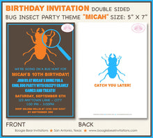 Load image into Gallery viewer, Insect Bug Birthday Party Invitation Orange Blue Brown Beetle Spider Hunt Boogie Bear Invitations Micah Theme Paperless Printable Printed