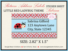 Load image into Gallery viewer, Red Ladybug Birthday Party Invitation Little Blue Girl Garden Picnic Black Boogie Bear Invitations Sabrina Theme Paperless Printable Printed