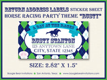 Load image into Gallery viewer, Horse Racing Birthday Party Invitation Green Blue Kentucky Derby Race Track Boogie Bear Invitations Rusty Theme Paperless Printable Printed