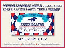 Load image into Gallery viewer, Horse Racing Birthday Party Invitation Red Blue Kentucky Derby Race Track Boogie Bear Invitations Eddie Theme Paperless Printable Printed