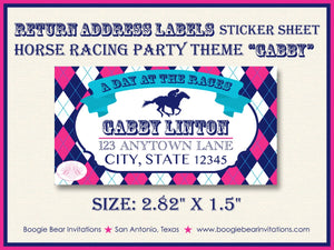 Horse Racing Birthday Party Invitation Pink Blue Kentucky Derby Race Track Boogie Bear Invitations Gabby Theme Paperless Printable Printed