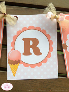 Retro Ice Cream Birthday Party Package Girl Summer Happy Door Banner Sign Popsicle Vintage Retro Sweet Boogie Bear Invitations Rebecca Theme