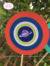 Load image into Gallery viewer, Outer Space Birthday Party Centerpiece Sticks Boy Girl Science Planets Solar System Galaxy Stars Moon Boogie Bear Invitations Galileo Theme
