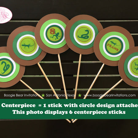 Reptile Birthday Party Centerpiece Sticks Birthday Snake Lizard Green Jungle Zoo Wild Amazon Rain Forest Boogie Bear Invitations Frank Theme