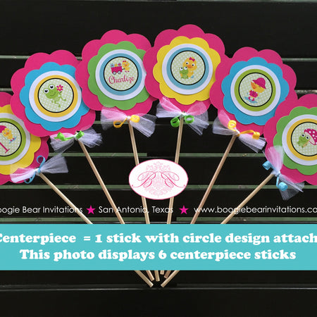 Frog Duck Birthday Party Centerpiece Set Pink Girl Spring Flower Chick Gardening Green Wagon Umbrella Boogie Bear Invitations Charlize Theme