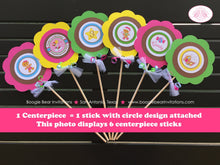 Load image into Gallery viewer, Gingerbread Girl Pink Party Centerpiece Stick Set Birthday Winter Christmas Candycane House Holiday Boogie Bear Invitations Candy Sue Theme