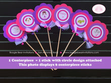 Load image into Gallery viewer, Vet Doctor Girl Birthday Centerpiece Sticks Party Animal Hospital Pink Purple Dog Cat Emergency Set Boogie Bear Invitations Catrice Theme