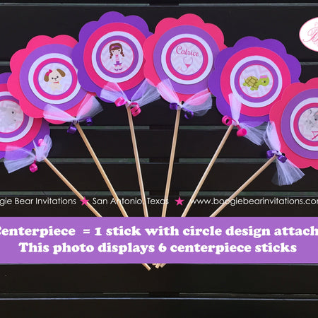 Vet Doctor Girl Birthday Centerpiece Sticks Party Animal Hospital Pink Purple Dog Cat Emergency Set Boogie Bear Invitations Catrice Theme