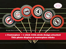 Load image into Gallery viewer, Motorcycle Birthday Party Centerpiece Red Black Boy Girl Enduro Motocross Racing Stripe Driver Track Boogie Bear Invitations Cody Theme