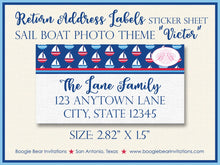 Load image into Gallery viewer, Sail Boat Photo Boy Birth Announcement Blue Red White Sailing Baby Sailor Boogie Bear Invitations Victor Theme Paperless Printable Printed