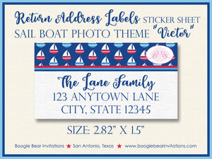 Sail Boat Photo Boy Birth Announcement Blue Red White Sailing Baby Sailor Boogie Bear Invitations Victor Theme Paperless Printable Printed