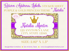 Load image into Gallery viewer, Purple Gold Royal Crown Party Invitation Birthday Girl Formal Castle Ball Boogie Bear Invitations Natalia Theme Paperless Printable Printed