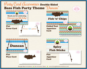 Bass Fish Birthday Favor Party Card Tent Place Food Appetizer Folded Tag Fishing Pole Rod Reel Boy Girl Boogie Bear Invitations Duncan Theme
