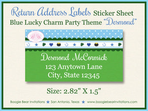 Lucky Charm Birthday Party Invitation Boy Blue Photo Shamrock Clover Luck Boogie Bear Invitations Desmond Theme Paperless Printable Printed