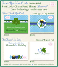 Load image into Gallery viewer, Lucky Charm Party Thank You Card Birthday Boy St. Patrick&#39;s Day Blue Green Shamrock Clover Boogie Bear Invitations Desmond Theme Printed