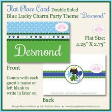 Load image into Gallery viewer, Blue Lucky Charm Birthday Favor Party Card St Patricks Day Appetizer Tent Place Food Tag Boy Shamrock Boogie Bear Invitations Desmond Theme