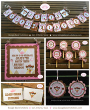 Load image into Gallery viewer, Pink Cowgirl Birthday Party Package Western Brown Horse Door Name Happy Banner Cupcake Toppers Favor Tag Boogie Bear Invitations Julie Theme