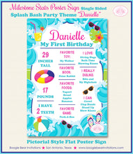 Load image into Gallery viewer, Splash Bash Birthday Party Sign Stats Poster Sign Frameable Chalkboard Milestone Pink Girl Pool Swim Boogie Bear Invitations Danielle Theme
