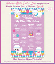 Load image into Gallery viewer, Spring Lambs Birthday Party Sign Stats Poster Flat Frameable Chalkboard Milestone Girl Sheep Easter 1st Boogie Bear Invitations Rachel Theme