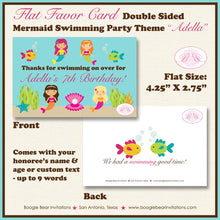 Load image into Gallery viewer, Mermaid Birthday Party Favor Card Appetizer Food Place Sign Label Swimming Splash Pool Ocean Fish Girl Boogie Bear Invitations Adella Theme