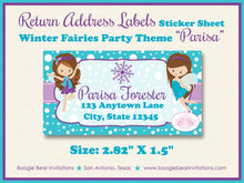 Load image into Gallery viewer, Winter Fairy Girl Birthday Party Invitation Purple Blue Christmas Snowflake Boogie Bear Invitations Parisa Theme Paperless Printable Printed