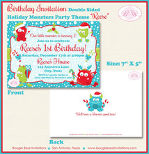 Load image into Gallery viewer, Christmas Monsters Birthday Party Invitation Winter Holiday Boy Girl Santa Boogie Bear Invitations Reese Theme Paperless Printable Printed