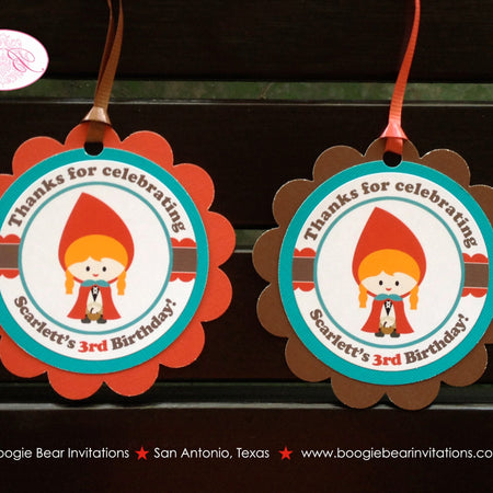 Red Riding Hood Birthday Favor Tags Party Treat Bag Girl Blue Forest Big Bad Wolf Animals Fairytale Boogie Bear Invitations Scarlett Theme