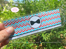 Load image into Gallery viewer, Mustache Birthday Party Bookmarks Favor Boy Red Blue Black Grey Little Man Bash Retro Bow Tie Chevron Boogie Bear Invitations Salvador Theme