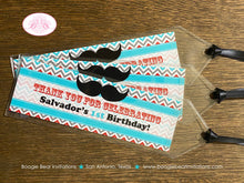 Load image into Gallery viewer, Mustache Birthday Party Bookmarks Favor Boy Red Blue Black Grey Little Man Bash Retro Bow Tie Chevron Boogie Bear Invitations Salvador Theme