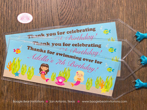 Mermaid Birthday Party Bookmarks Favor Swimming Pool Splash Swim Ocean Under The Sea Swim Summer Beach Boogie Bear Invitations Adella Theme