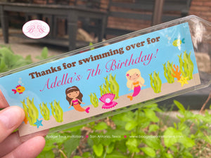 Mermaid Birthday Party Bookmarks Favor Swimming Pool Splash Swim Ocean Under The Sea Swim Summer Beach Boogie Bear Invitations Adella Theme