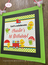 Load image into Gallery viewer, Frog Duck Birthday Party Door Banner Happy Welcome Spring Boy Girl April Showers Bring May Flowers Kid Boogie Bear Invitations Charlie Theme