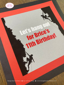 Rock Climbing Birthday Party Door Banner Sign Red Black Grey Athletic Sports Boy Girl Cliff Free Climb Boogie Bear Invitations Brice Theme