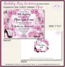 Load image into Gallery viewer, Fashion Chic Birthday Party Invitation Pink Black Flowers Shopping Coffee Boogie Bear Invitations Moira Theme Paperless Printable Printed