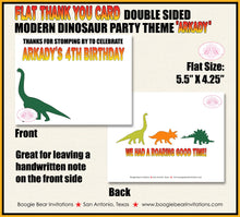 Load image into Gallery viewer, Dinosaur Birthday Party Thank You Card Boy Girl Red Orange Green Black Jurassic Prehistoric Kid Boogie Bear Invitations Arkady Theme Printed