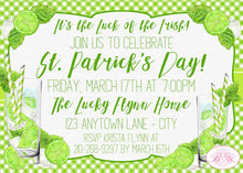 Load image into Gallery viewer, Lime Mojito St. Patrick&#39;s Day Party Invitation Green Drinks Birthday Picnic Boogie Bear Invitations Flynn Theme Paperless Printable Printed