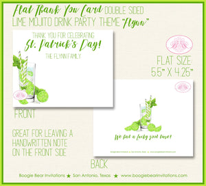 Lime Mojito Thank You Cards Party Note Spring Cocktails Picnic Green Lucky St. Patrick's Day Boogie Bear Invitations Flynn Theme Printed