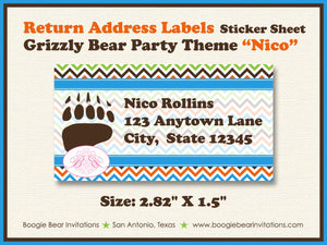 Grizzly Bear Photo Birthday Party Invitation Boy Chevron Woodland Forest Roar Boogie Bear Invitations Nico Theme Paperless Printable Printed
