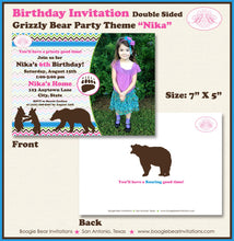 Load image into Gallery viewer, Pink Bear Photo Birthday Party Invitation Girl Grizzly Woodland Forest Retro Boogie Bear Invitations Nika Theme Paperless Printable Printed