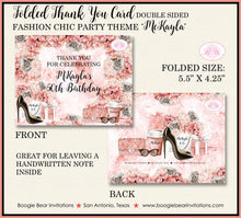 Load image into Gallery viewer, Fashion Chic Party Thank You Cards Birthday Coral Peach Black Heels Shopping &amp; Co Present Boogie Bear Invitations McKayla Theme Printed