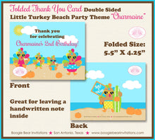 Load image into Gallery viewer, Little Turkey Party Thank You Cards Birthday Pool Beach Thanksgiving Pumpkin Swimming Splash Boogie Bear Invitations Charmaine Theme Printed