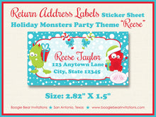Load image into Gallery viewer, Christmas Monsters Birthday Party Invitation Winter Holiday Boy Girl Santa Boogie Bear Invitations Reese Theme Paperless Printable Printed