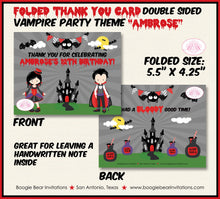 Load image into Gallery viewer, Vampire Bat Party Thank You Card Note Birthday Halloween Girl Boy Haunted House Dracula Blood Boogie Bear Invitations Ambrose Theme Printed