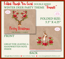 Load image into Gallery viewer, Christmas Deer Party Thank You Cards Flat Folded Note Rose Birds Autumn Wild Woodland Animals Boogie Bear Invitations Bennett Theme Printed