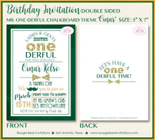Load image into Gallery viewer, Mr. Wonderful Birthday Party Invitation Bow Tie Little Man Green Gold ONE 1st Boogie Bear Invitations Omar Theme Paperless Printable Printed